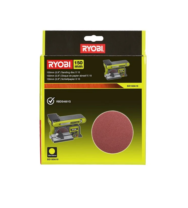 Ryobi SD150A10 Set 10pz dischi abasivi adesivi 150mm per RBDS4601G , grana 80