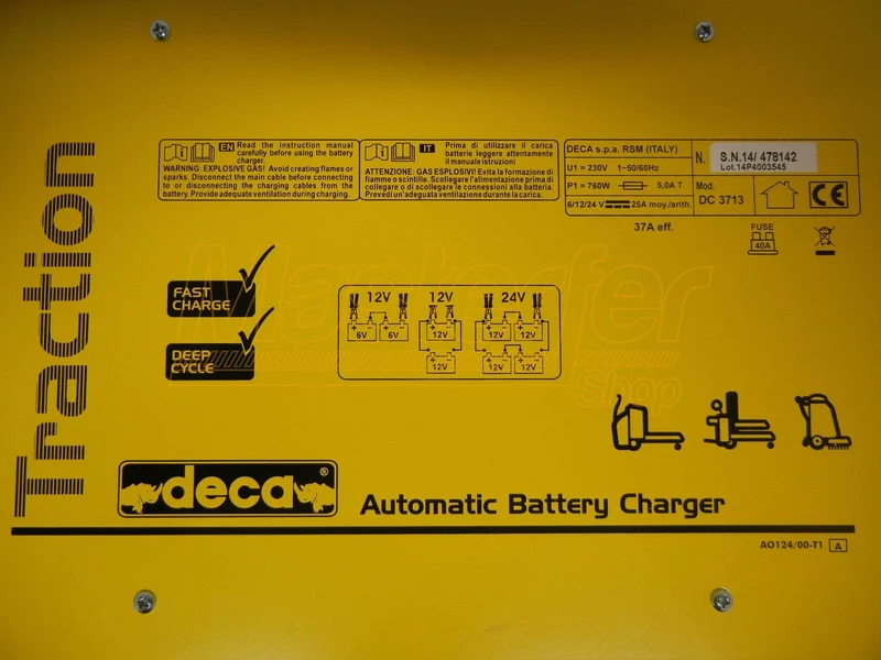 Caricabatterie (deep cycle - traction) 6-12-24V - Deca DC 3713 Traction (carica 37 A)