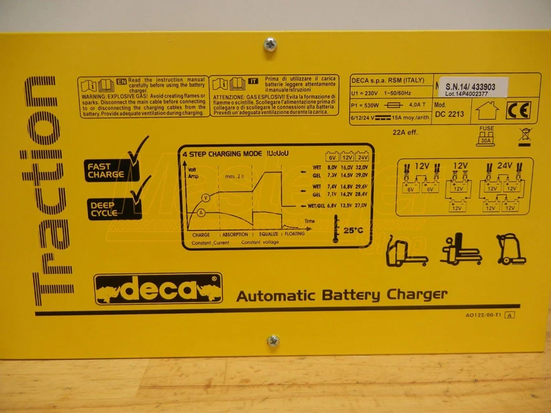 Caricabatterie (deep cycle - traction) 6-12-24V - Deca DC 2213 Traction (carica 22 A)