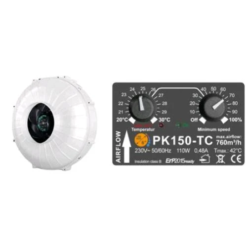 PRIMA KLIMA - ESTRATTORE PK150-TC - �150 - TEMPERATURA CONTROLLATA - 760 M�/H