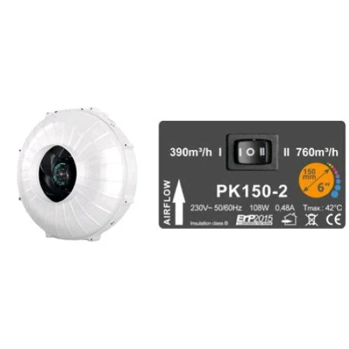 PRIMA KLIMA - ASPIRATORE PK150-2 - �150 - DUE VELOCITÀ - 390/760 MC/H