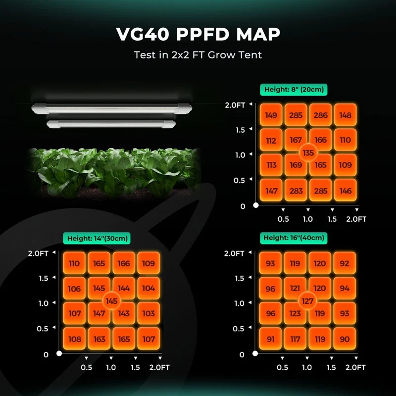 Mars Hydro VG40 40W 2ft LED T5 Grow Lights Piante da interno per Veg e piantine