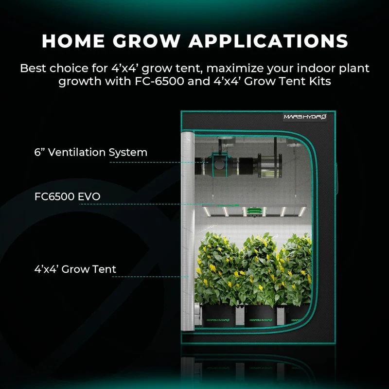 Mars Hydro FC 6500-EVO SAMSUNG LM301H EVO 730W LED Grow Light per tenda da coltivazione 4'X4' Veg Flower