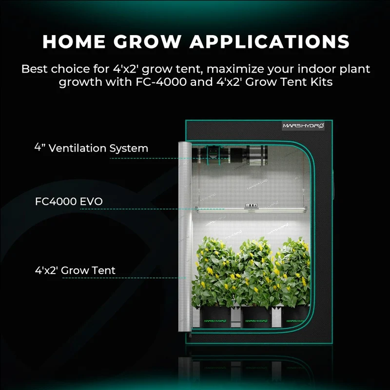 Mars Hydro FC 4000-EVO SAMSUNG LM301H EVO 320W LED Grow Light per tenda da coltivazione 2x4 Veg Flower